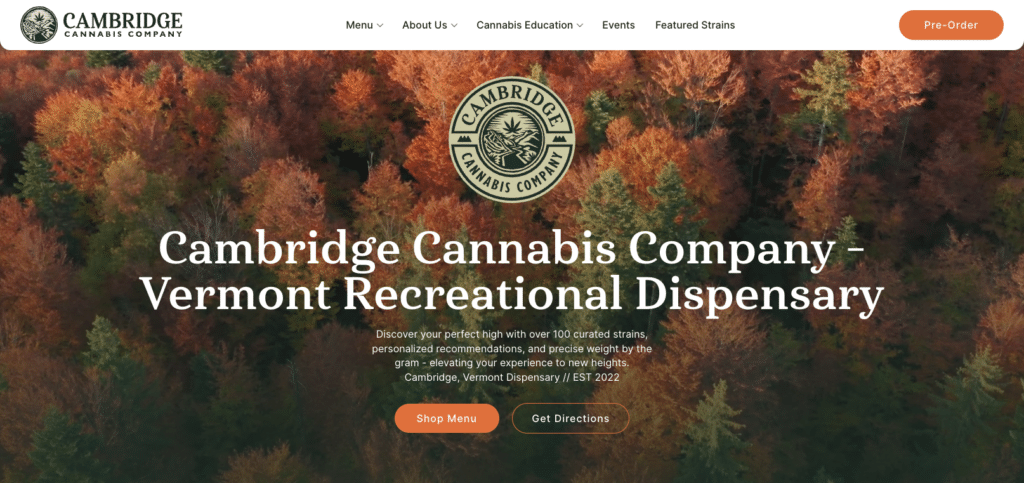 Cambridge Cannabis Company Dispensary Home Page