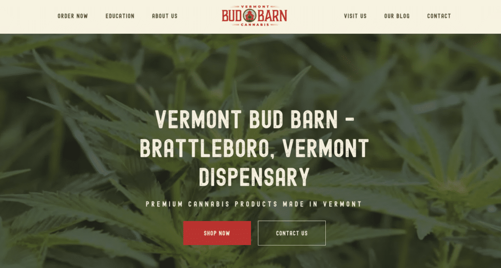 VT Bud Barn Dispensary Home Page