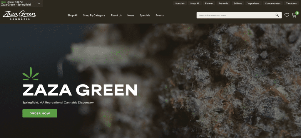 Zaza Green Dispensary Home Page